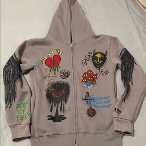 Kontraband Hoodie with tattoo inspired Designs size large